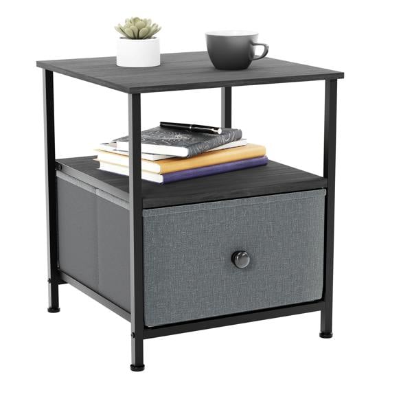 Vida Designs Chorley 1 Drawer Fabric Drawer Chest, Beige & Grey Wood
