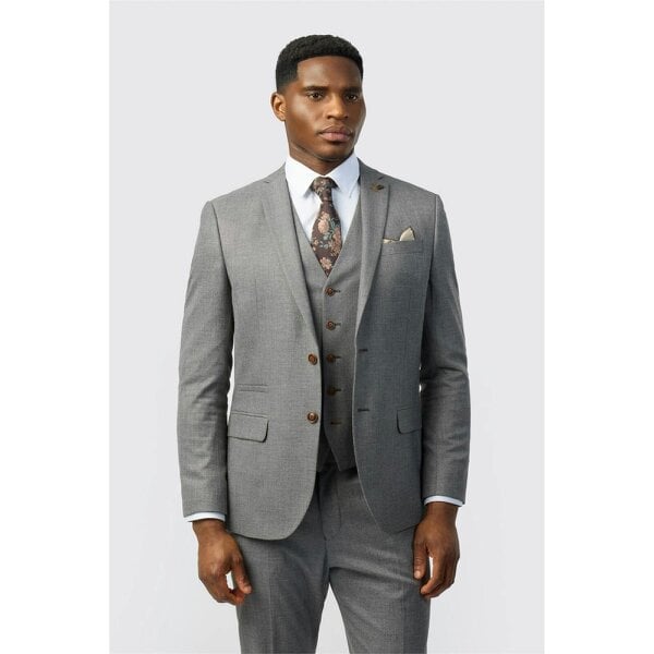 Antique Rogue Slim Fit Grey Texture Stretch Jacket