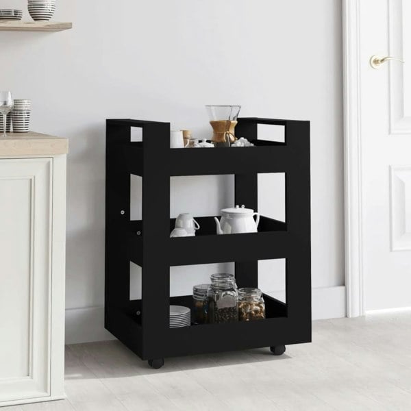 Berkfield Kitchen Trolley Black 60x45x80 cm Engineered Wood