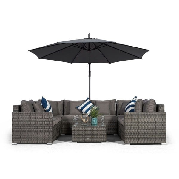 Giardino Havana 8 Seat Rattan Corner Sofa Conversation Set with Coffee Table