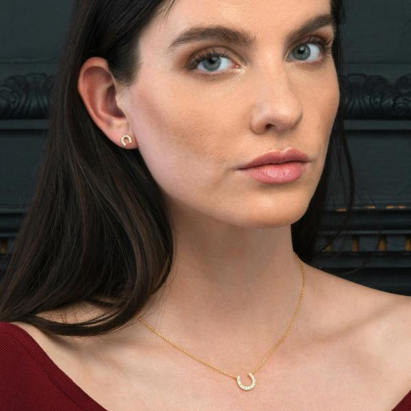 namana Gold Plated Sterling Silver Horse Shoe Pendant Necklace for Women