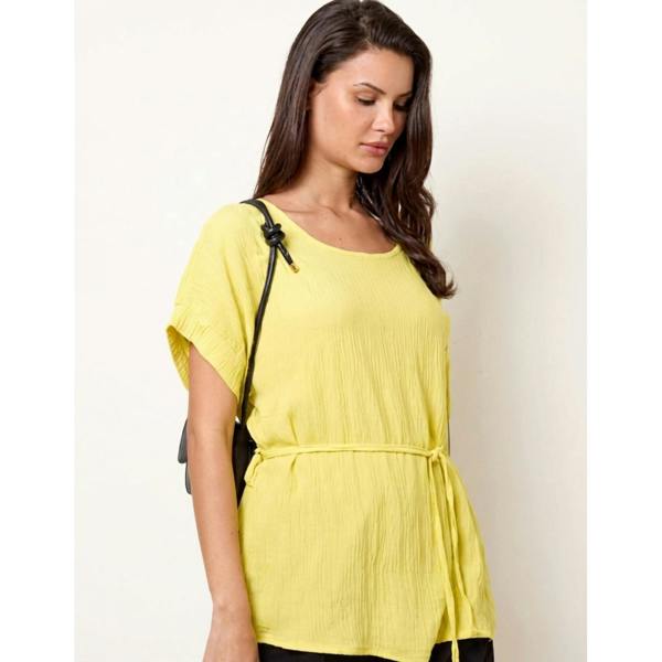 Blue Vanilla Belted Wide Sleeve Top