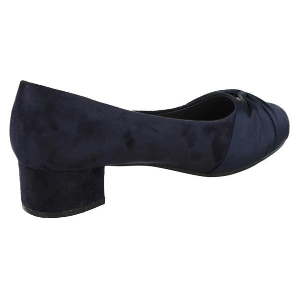 Spot On Ladies Spot On Block Heel Wide Fit Formal Satin Bow Court Shoes  F90150