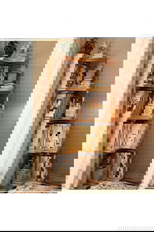 Living and Home 6/5/4-Tier L-shaped Corner Bookshelf Wooden Storage Rack Bookcase Holder Organizer