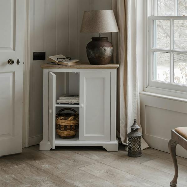 Statement Furniture Florence Corner Sideboard with Cupboard and Shelf. Assembled Storage