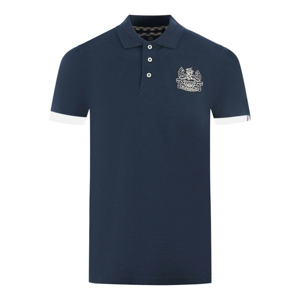 Aquascutum Branded Collar Polo Shirt - Navy Blue