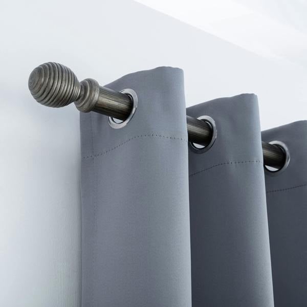 A.Unique Home Ribbed Wooden Curtain Pole with Rings and Fittings, In a Variety of Colours and Sizes (35mm) (180cm, Brushed Olive)