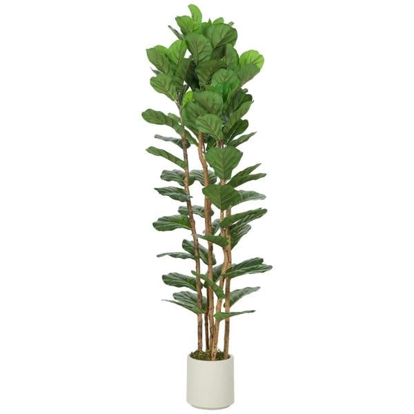 180cm artificial fiddle leaf fig tree in white pot with green faux leaves