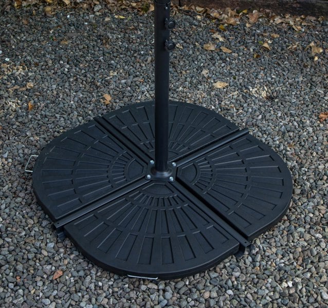 Samuel Alexander Outdoor 6 Person Rectangular Glass Top Garden Dining Table Benches & Chairs With Black Banana Parasol and Base