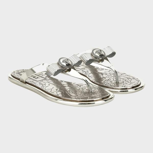 Versace Gianni Ribbon Slides Rubber Silver Palladium