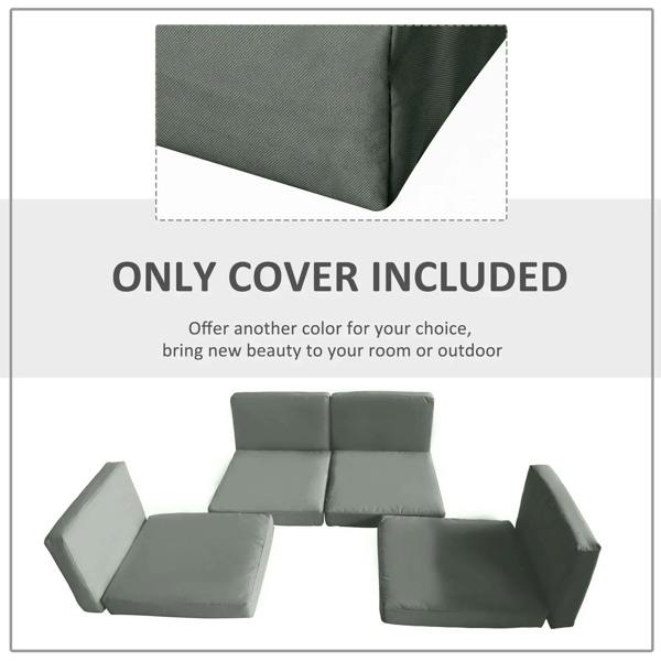 Deep grey outdoor cushion cover for sectional seating, cover only