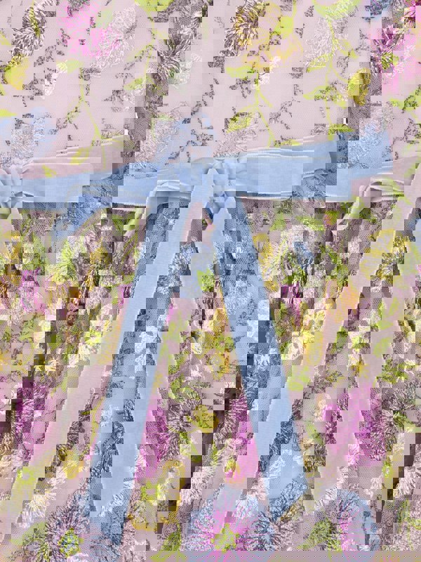 Marchesa Girls Flower Embroidered Tulle Gown in Multicolour