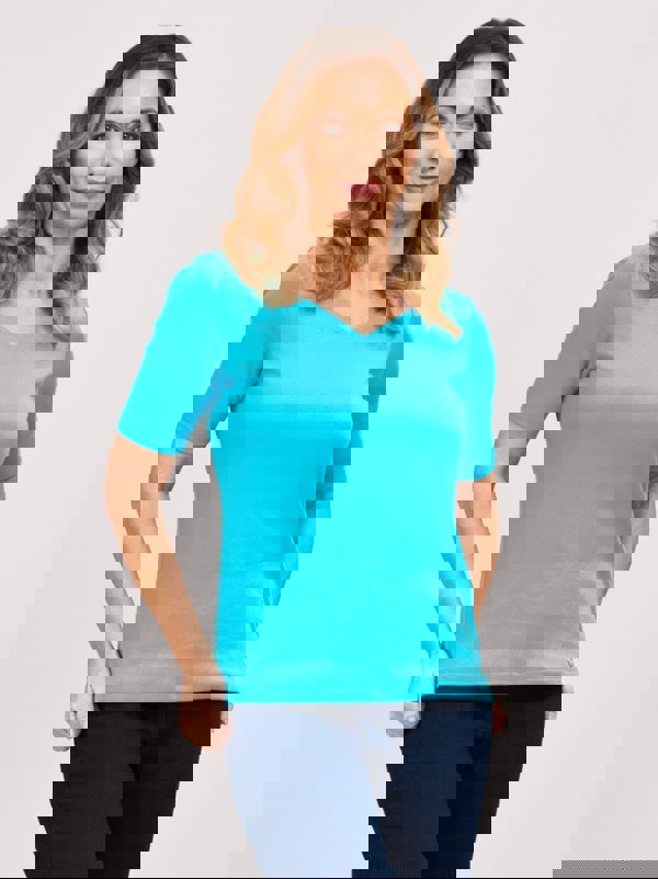 PennyPlain High Back Sweetheart Neck Top - Lagoon