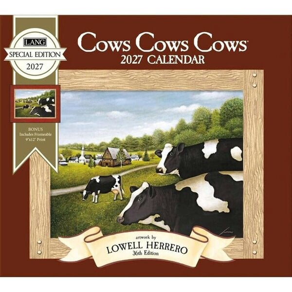 Cows, Cows, Cows Deluxe Calendar 2027, Deluxe Calendars, Month To View, Animals, Gift