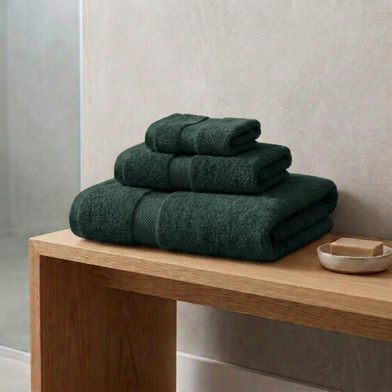 Vision V475 - 3 Piece 100% Cotton Towel Bundle - Forest Green - Towel Bundle - 100% Cotton