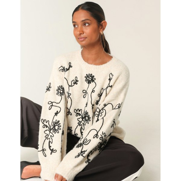 Blue Vanilla Floral Embroidery Jumper