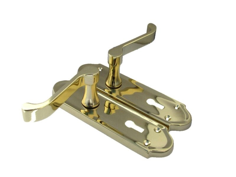 EDH Door Hardware Askworth Brass Plate Internal Lock Door Handles+ 3 Lever Mortice Sash Lock-170mm
