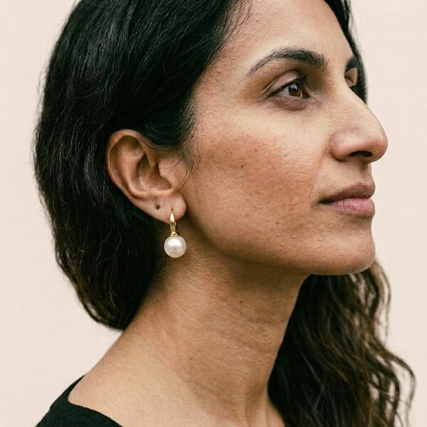 The Colourful Aura Gold Hoop Pearl Drop Earrings