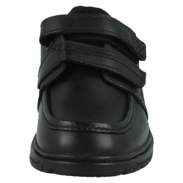 Spot On Boys Double Strap Black Leather School Shoes N1151