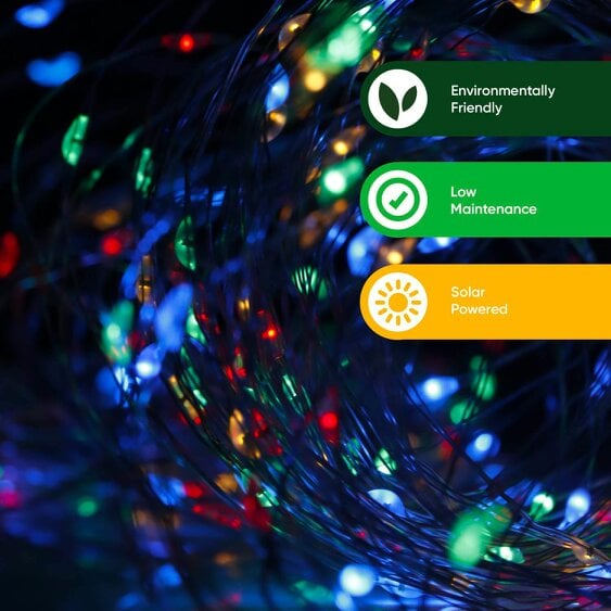 Gardenwize Pack of 2 20m Solar Multi-Coloured LED String Lights – 400 LEDs