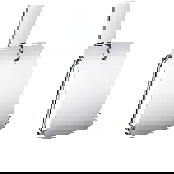 Polished chrome toilet roll holder with lid