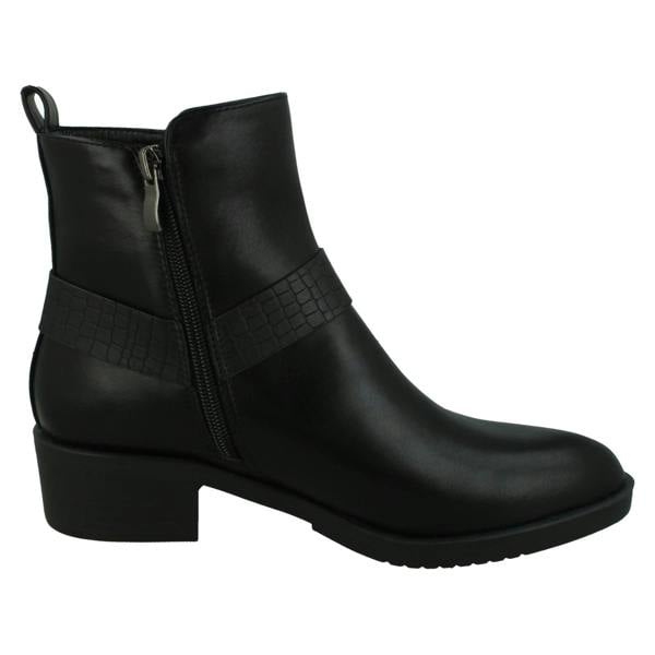 Spot On Ladies Spot On Low Ankle Boots with Ring Trim Strap F51240