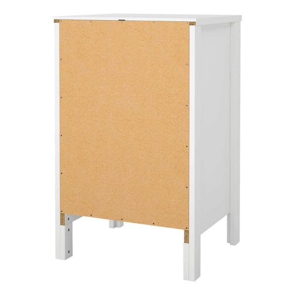 Wyld Haus Wildberry Matt White Bedside Table 3 Drawers Leather Handles