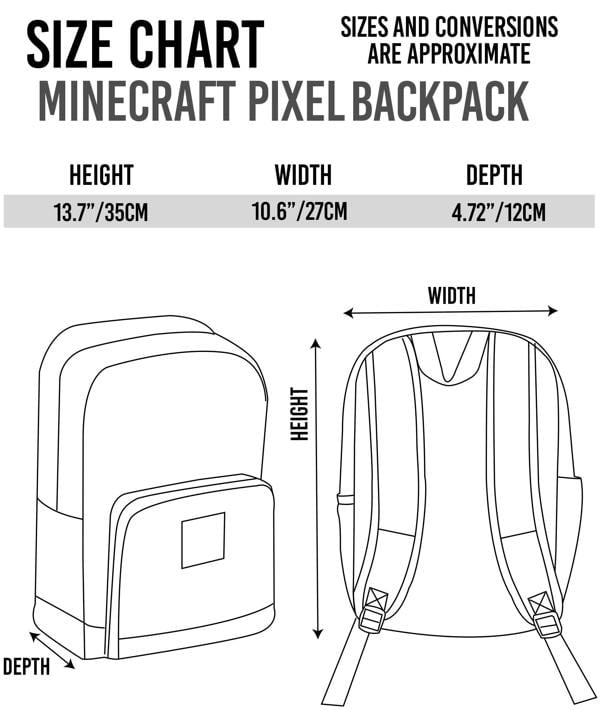 Minecraft Boys Grey Pixel Creeper Placement Print Backpack (One Size)