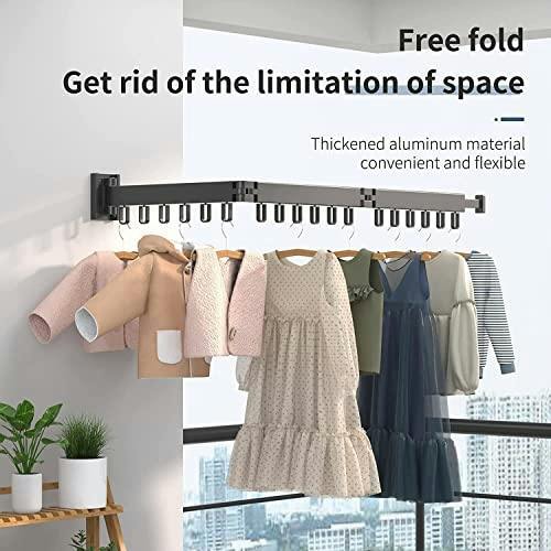 HYGRAD BUILT TO SURVIVE Clothes Drying Rack Wall Mounted Clothes Drying Airer Rack, Retractable Fold Away Laundry Drying Rack Outdoor & Indoor
