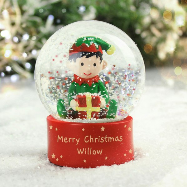 Personalised Memento Company Personalised Message Elf Glitter Snow Globe