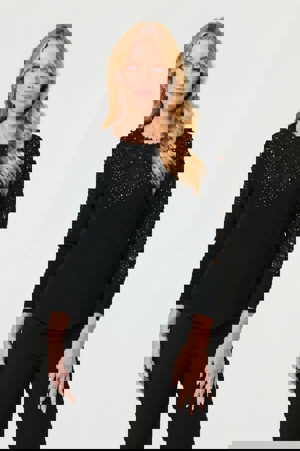 Black | Sparkly Lace Embellished Relaxed Jumper
