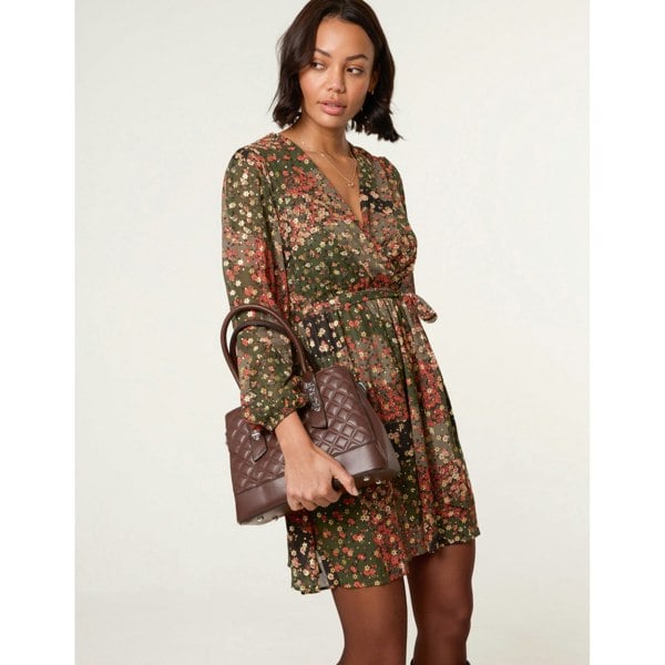 Blue Vanilla Gold Foil Patchwork Mini Dress