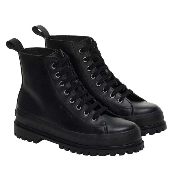 Superga Womens/Ladies 2644 Alpina Box Leather Ankle Boots - Black - 