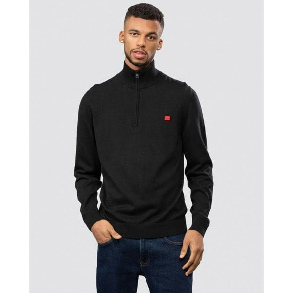 HUGO San Quintus-C Mens 1/4 Zip Pullover - Black 001