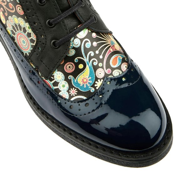 Embassy London Hatter - Navy Pink - Women's higher ankle leather boot with brogue styling