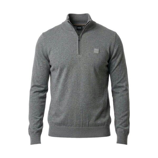 BOSS Kanobix Zip Neck Jumper Grey