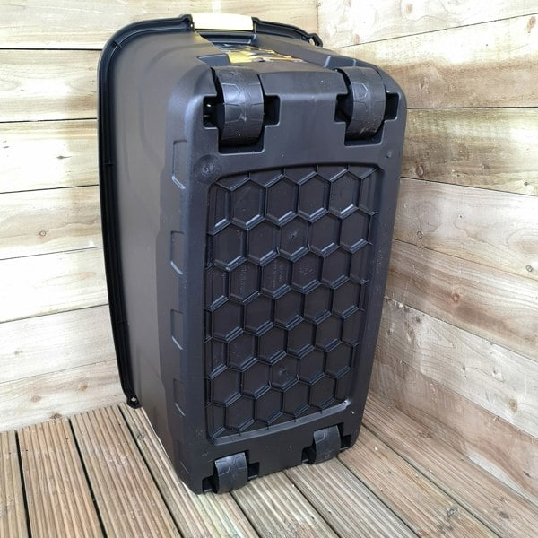 Samuel Alexander 1 x 145L AND 1 x 75L Heavy Duty Trunks on Wheels Sturdy, Lockable, Stackable and Nestable Design Storage Chest with Clips in Black