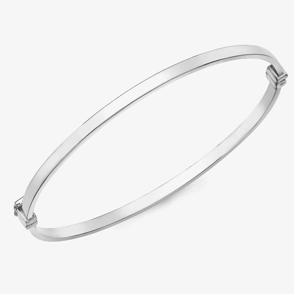 T. H. Baker 9ct White Gold Plain Oval Hinged Bangle 5.31.2111