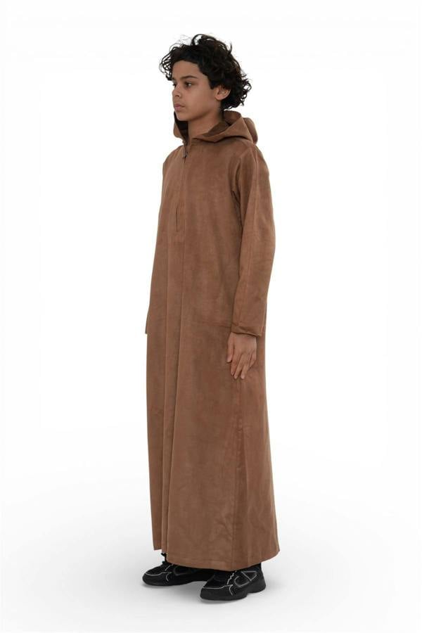 Infinity Leather Kids Boys Hooded Eid Moroccan Jubba Robe Ramadan Eid Thobe - K-HM12