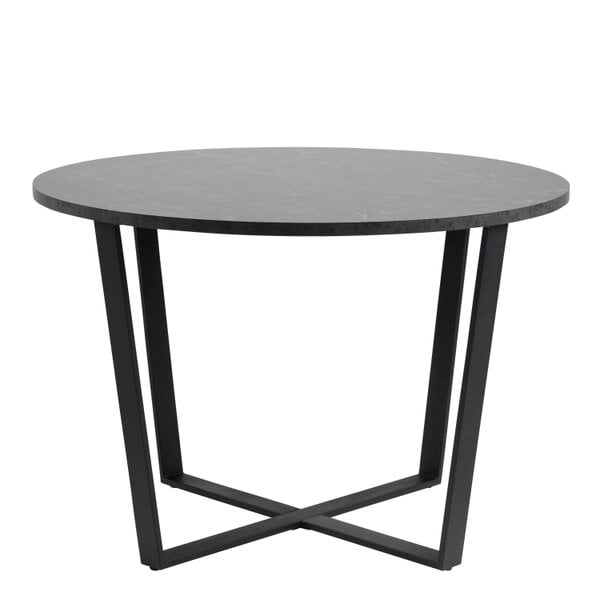 Wyld Haus Stovring Black Marble Effect Round Dining Table Black Legs