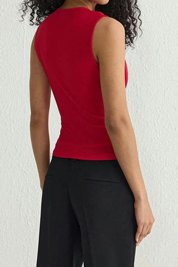 WOVCOR Drape Detail Knitted Blouse