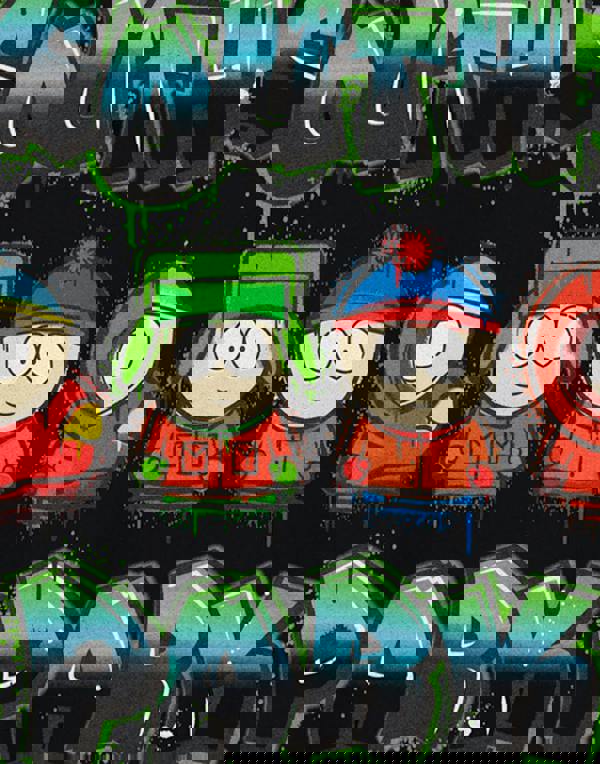 South Park Mens Black Graffiti Logo Short Sleeved T-Shirt