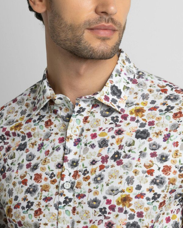 Steel & Jelly Limited Edition White Multi Floral Slim Fit Shirt
