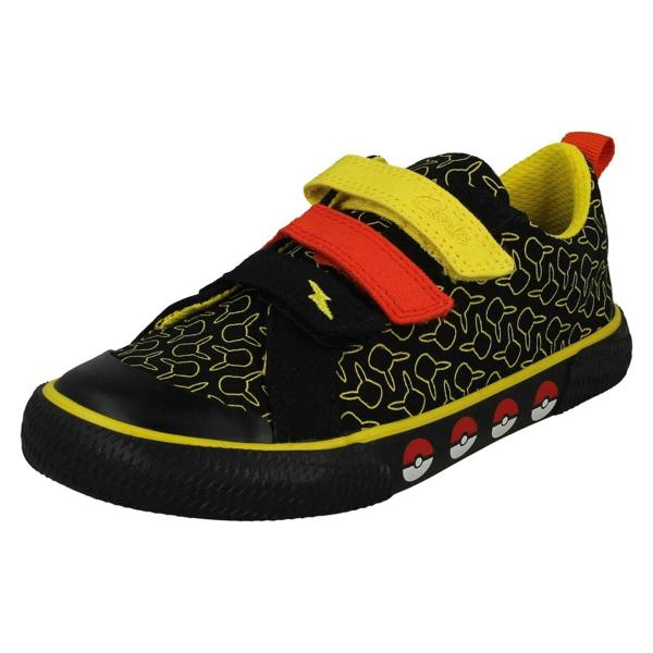 Clarks Childrens Clarks Pokemon Detailed Hook and Loop Canvas Shoes Foxing Mist