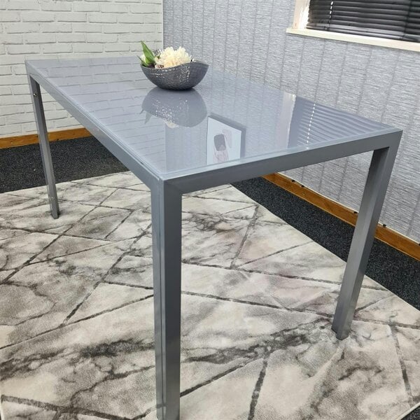 Kosy Koala Dining Table Grey Glass Kitchen Place for 6 Seats (H75 x L134 x W70 cm)