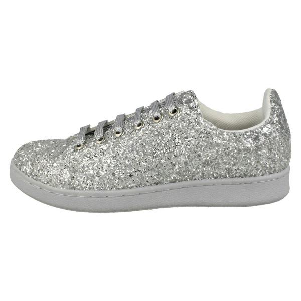 Spot On Ladies Spot On Glittery Lace Up Trainers
