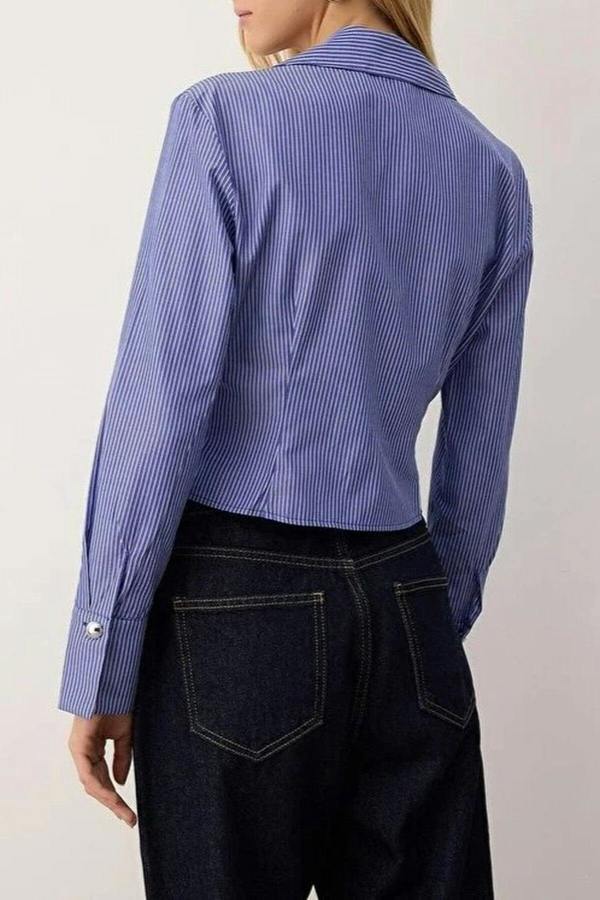WOVCOR Striped Shirt with Silver Button Detail