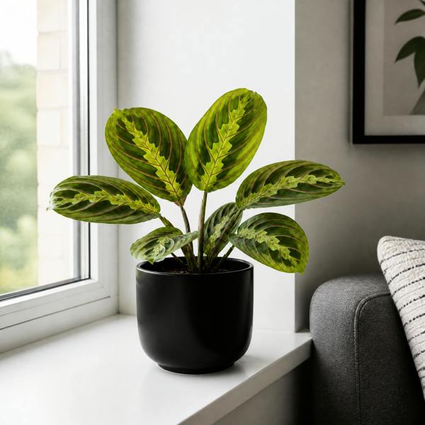 Maranta Lemon Lime Prayer Plant 12cm Pot – Variegated Indoor Houseplant The Rose Press Garden