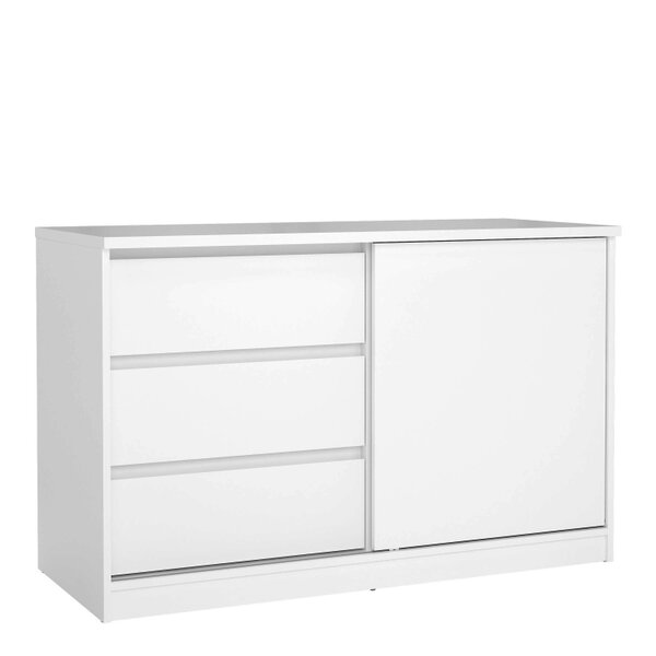 Wyld Haus Budapest White Wooden Storage Unit 1 Door 3 Drawers