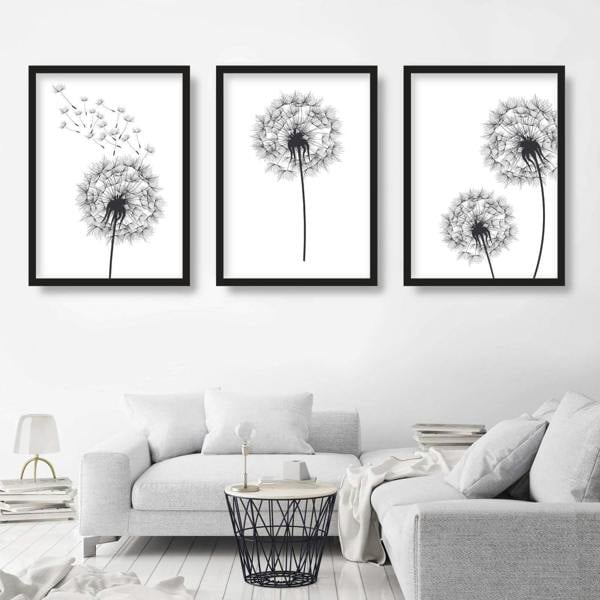 DANDELIONS Set of 3 Gallery Wall Sketch Art Prints